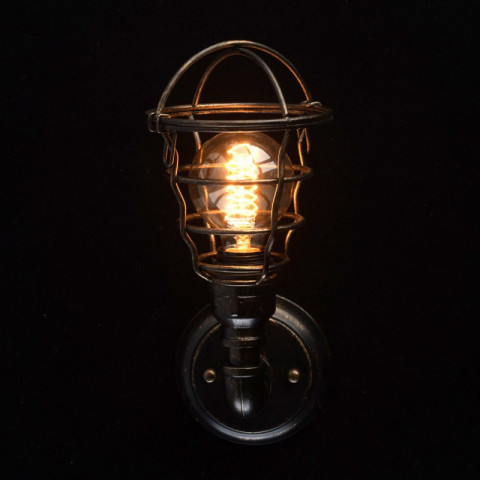 Applique murale noire loft 1 ampoule 19 cm