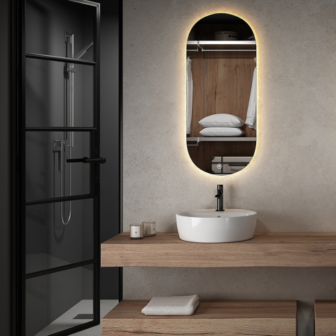 Miroir éclairage led de salle de bain arkadi avec interrupteur tactile - 50x90cm