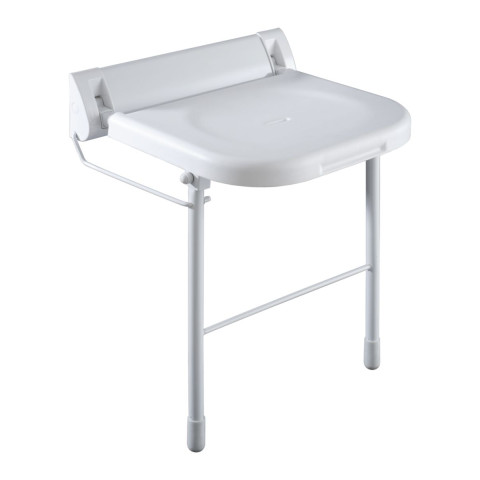 Siège de douche fixe relevable, avec béquille - PRESTO - 60584
