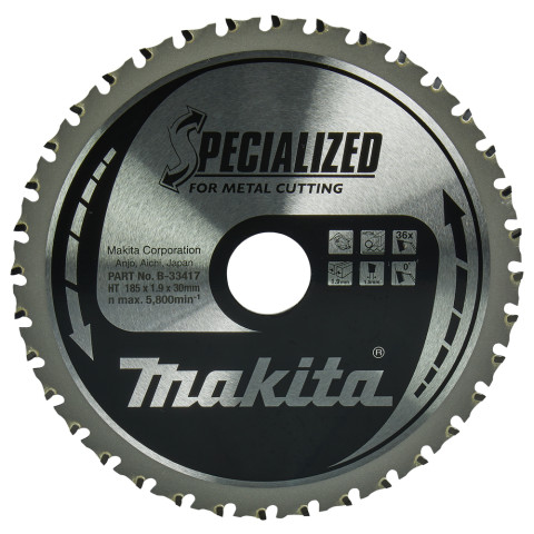Lame de scie circulaire, alliage T.C.T spécialisé, 185 x 30 mm, 36 dents - MAKITA - B-33417