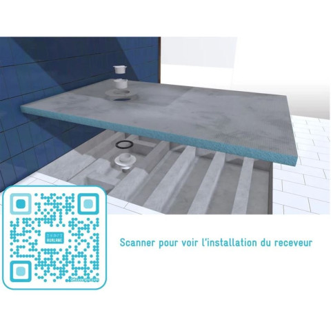 Bac receveur de douche à carreler 140x90cm recoupable sur mesure + bonde horizontale -RAINY Aurlane - PACR003