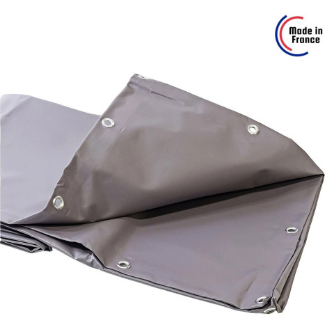 Bâche de Protection Grise TECPLAST - XP 640 - Bâche PVC étanche - Résistance Anti-UV - Dimensions au choix
