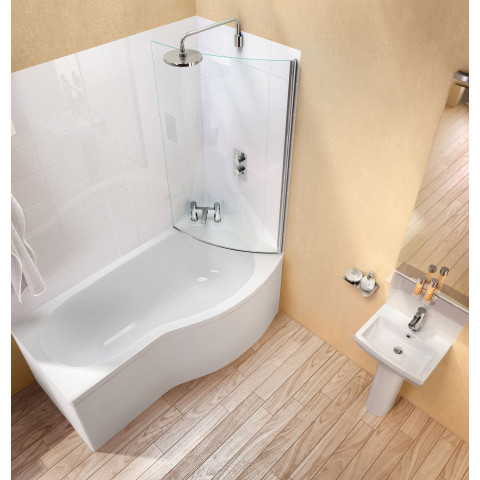 Cleargreen baignoire-douche asymétrique ecoround r20 150x80x74 cm lucite®