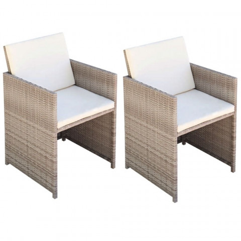 Chaises de jardin 2 pcs avec coussins résine tressée - Couleur au choix