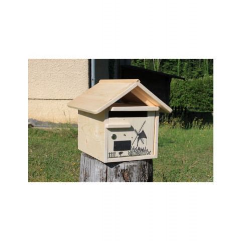Boîte aux lettres en bois créastuce : moulin violet (1 porte)