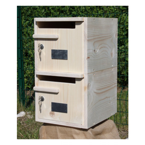 Boîte aux lettres en bois créastuce double toit plat