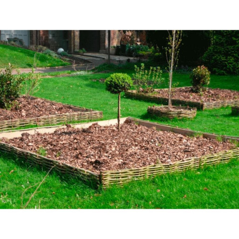 Bordure pour potager - noisetier tressage horizontal - hauteur 25 cm - Largeur au choix