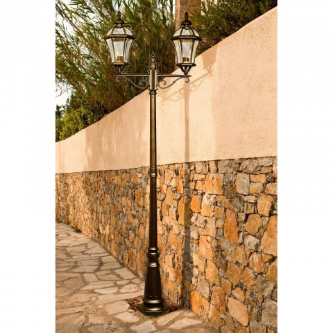 Borne d'extérieur noire street 2 ampoules 230 cm
