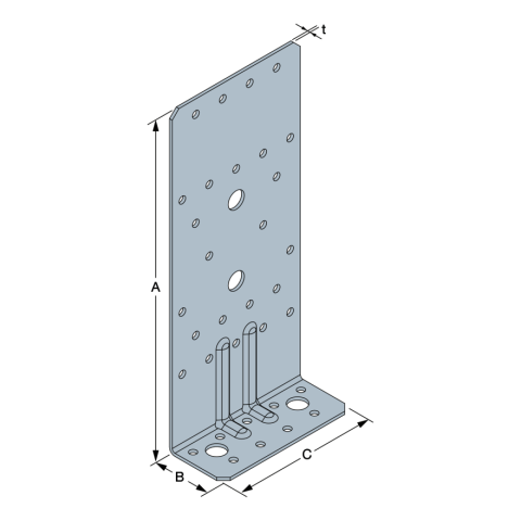 Equerre renforcée (170 220) ABR - Carton de 25 - Dimensions au choix