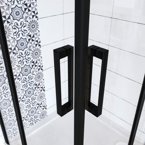 Cabine de douche en verre anticalcaire profilé noir mat - Dimensions au choix