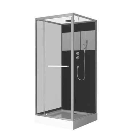 Cabine de douche 90x90cm carrée porte pivotante – avec bande effet miroir – SQUARE STRIPE Aurlane - CAB159