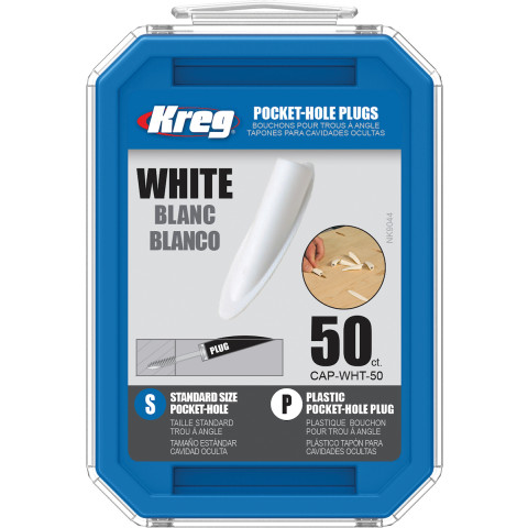 Bouchons de trous de poche standard en plastique blanc - KREG - CAP-WHT-50