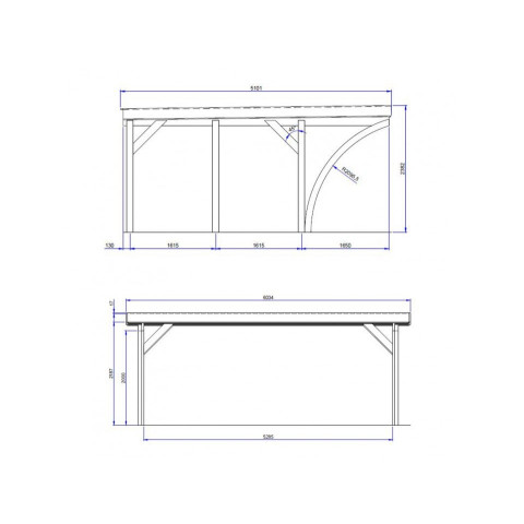 Carport bois PALERME 1 ou 2 voitures - Abris pour voitures - bois des régions nordiques - pin traité autoclave - ancrage fournis - Largeur au choix