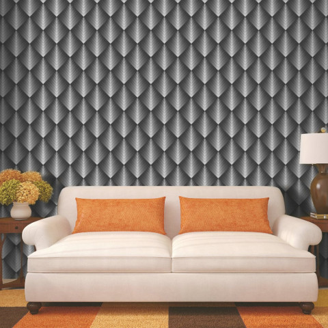 antevia materiaux papier peint intisse vinyle effet 3d modele carre plongeant gris distriartisan