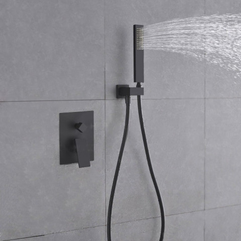 Cascade pomme de douche et système de douche à main noir solide