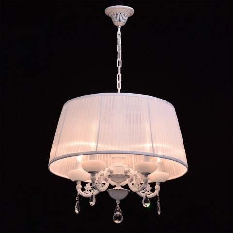 Chandelier blanc elegance 5 ampoules 90 cm