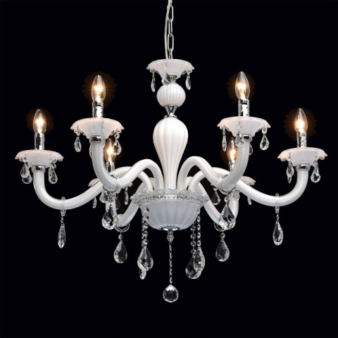 Chandelier blanc elegance 6 ampoules 106 cm