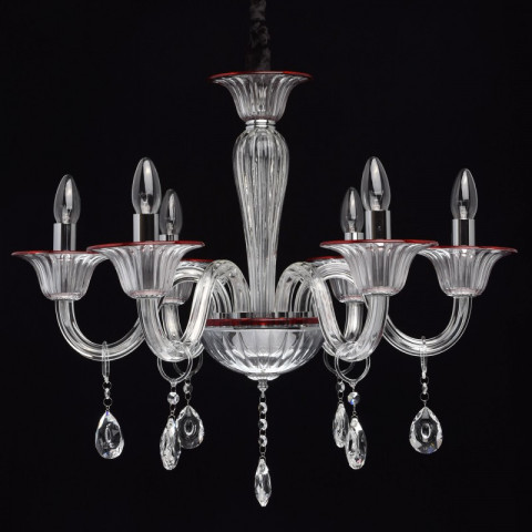 Chandelier blanc elegance 6 ampoules 110 cm