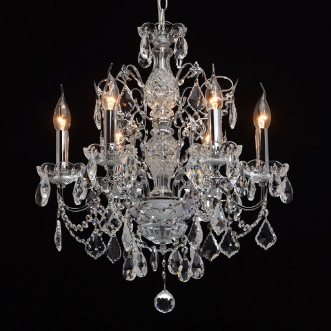 Chandelier chromé crystal 6 ampoules 93 cm