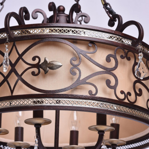 Chandelier marron country 6 ampoules 220 cm