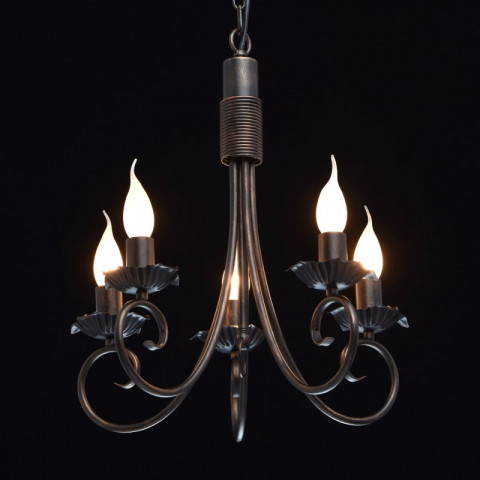 Chandelier noir country 5 ampoules 90 cm
