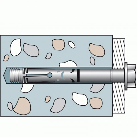 Cheville à double expansion fh-ii ate option 1 diamètre 18mm filetage m12 épaisseur maxi à fixer 10mm boîte de 20 pièces