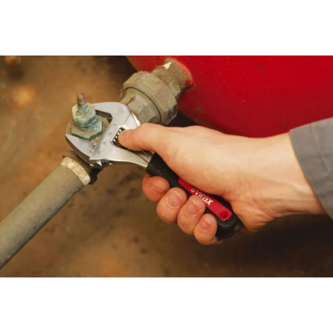 Clé à molette à ouverture extra large Virax - Capacité d'ouverture : 34 mm - Longueur : 175 mm - 017045