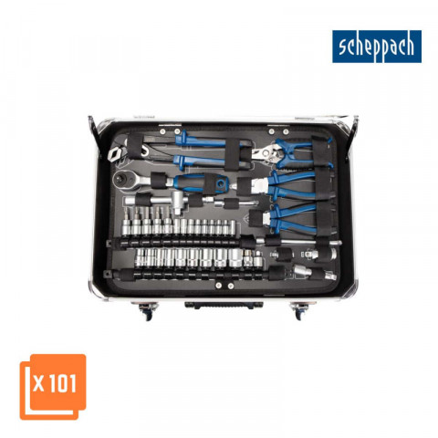 Scheppach TB 150 Caisse à outils complète avec 101 pièces, ensemble d'outils