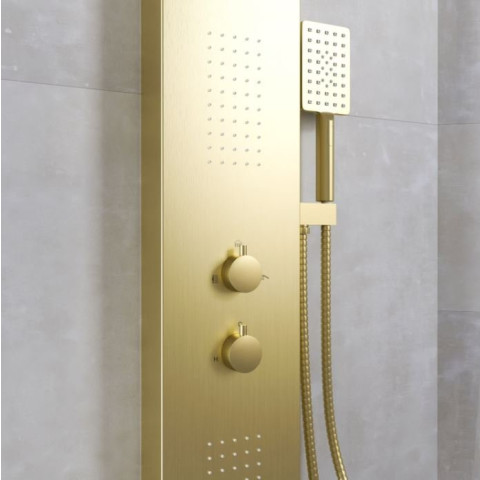 Colonne de douche effet pluie 120x20 cm - Acier inoxydable or brossé NEO Aurlane - COL074
