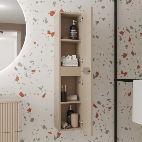 Colonne de salle de bain Marron glacé suspendu - Hauteur 120 cm - 2 Portes - LEON Aurlane - LAV984