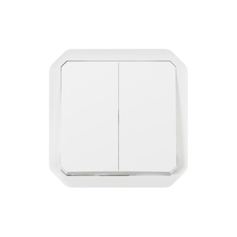 Commande double interrupteur ou poussoir plexo composable blanc (069625l)