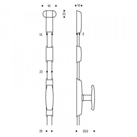 Crémone en acier à bouton type 332 chromé