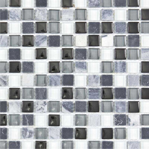 Mosaïque marbre et verre carrée Color - tarif à la plaque de 0,09m² - Couleur au choix