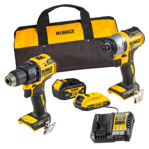 Kit 2 Outils Perceuse Visseuse DCD708 + Visseuse à Chocs DCF787 + 2 batteries (2Ah et 4Ah) + Chargeur + Sac - DEWALT - DCK2078MDR-QW
