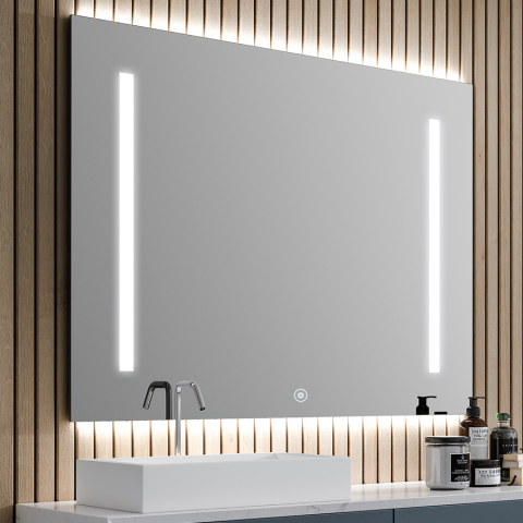 Miroir éclairage led de salle de bain deka avec interrupteur tactile et anti-buée - 80x80cm