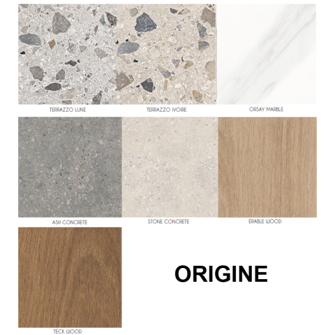 Receveur de douche en résine extra plat à poser 100x140cm - terrazzo ivoire  - origine