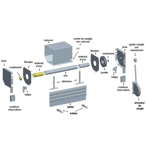 Embout d'axe pour tube zf 64 crabot femelle avec roulement