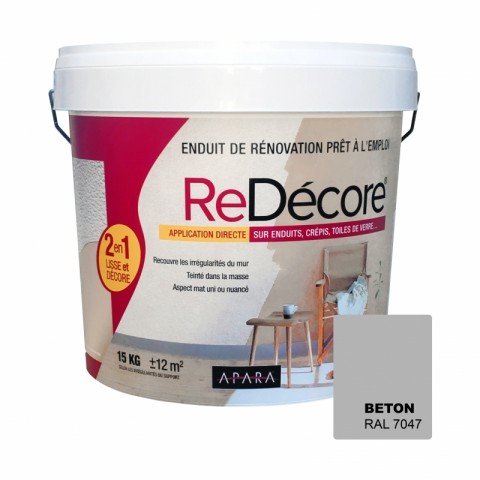 Enduit décoratif, rénovation rapide, 2 en 1, lisse et décore sur plâtre, peintures, crépis, fibres, toile de verre - Couleur et conditionnement au choix