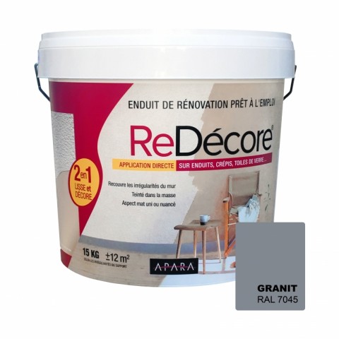 Enduit décoratif, rénovation rapide, 2 en 1, lisse et décore sur plâtre, peintures, crépis, fibres, toile de verre - Couleur et conditionnement au choix