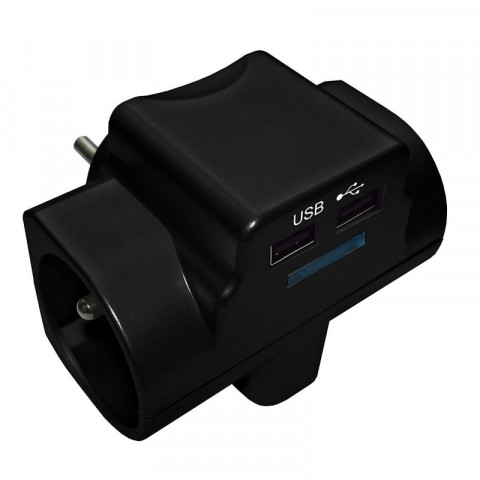 Enexo - 110369 - triplite noir et 2 chargeurs usb