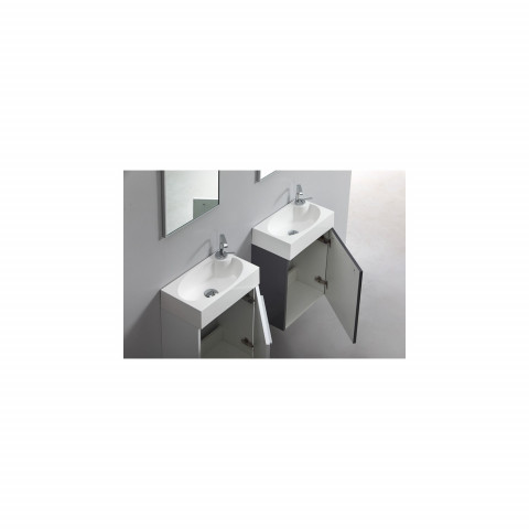Ensemble meuble salle de bains  lave mains wc blanc laqué