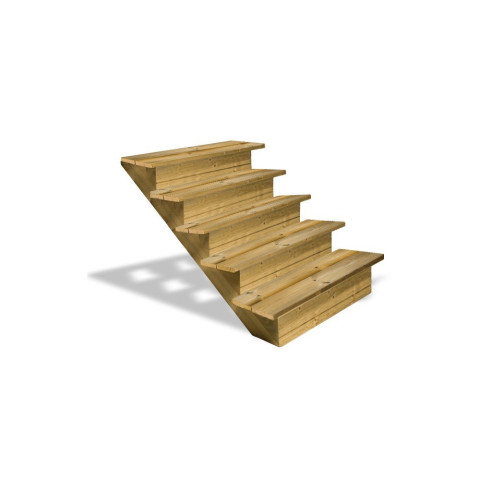 Escalier bois extérieur - Marches pleines - Largeur = 1m20 - marches découplables - avec contremarches - pin du nord - traité autoclave - Nombre de marches au choix