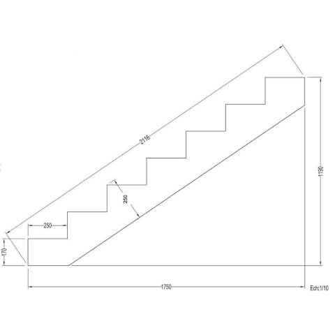 Escalier bois extérieur - Marches pleines - Largeur = 1m20 - marches découplables - avec contremarches - pin du nord - traité autoclave - Nombre de marches au choix