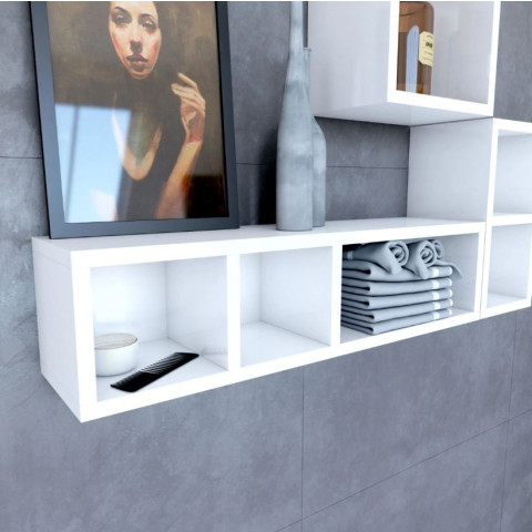 Etagère murale 80x20x20cm blanche de rangement 3 emplacements - PERSONALYZ TRIPLO Aurlane - LAV424