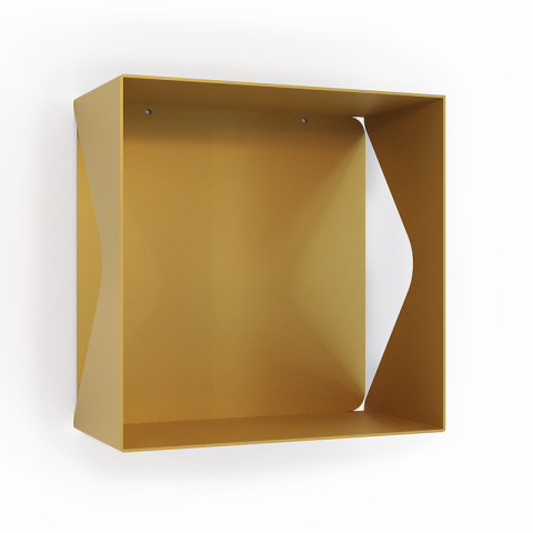 Etagère murale cube échancrée DECO-GEM, acier Aigue-Marine, fond même coloris. L.30 x H.30 x P.15 cm