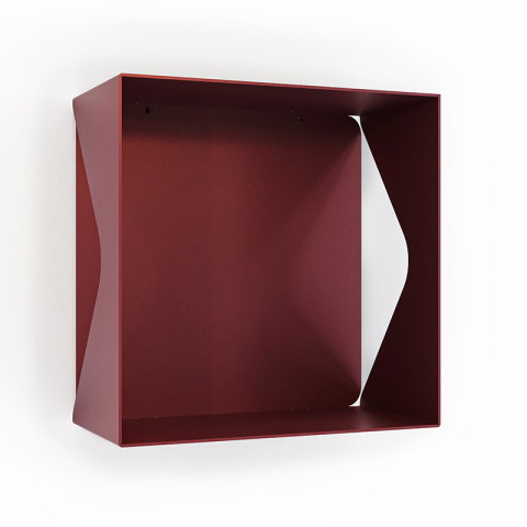 Etagère murale cube échancrée DECO-GEM, acier Aigue-Marine, fond même coloris. L.30 x H.30 x P.15 cm