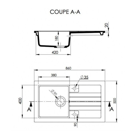 Évier céramique à encastrer Soft blanc Sarreguemines - 1 Bac avec égouttoir