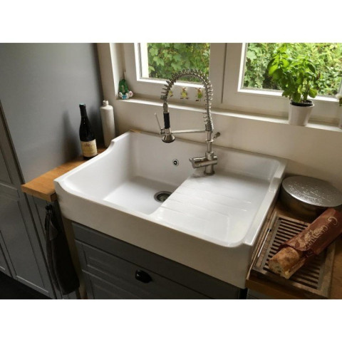 Evier Céramique Timbre D'office Grand Siècle Blanc 90cm