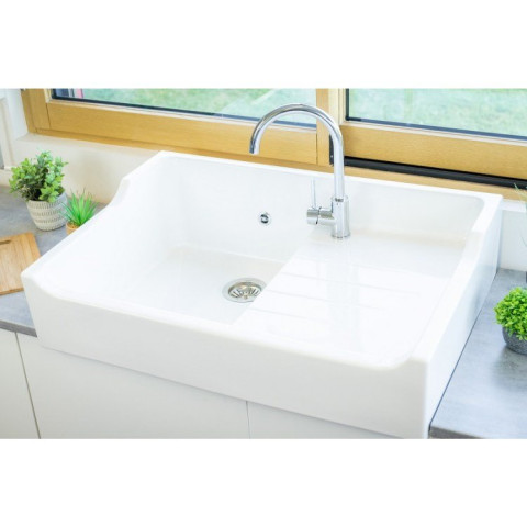 Evier Céramique Timbre D'office Grand Siècle Blanc 90cm