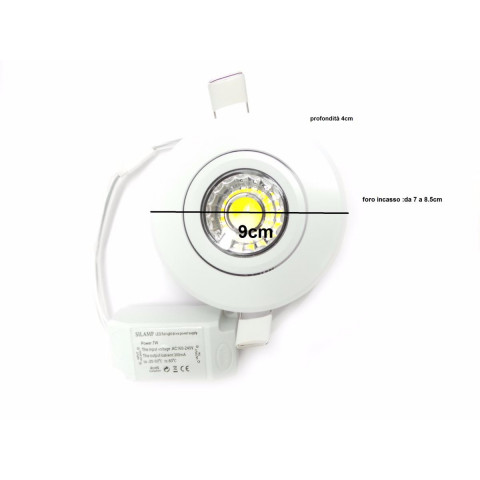 Spot encastrable led cob rond orientable 7w 80 - couleur eclairage au choix